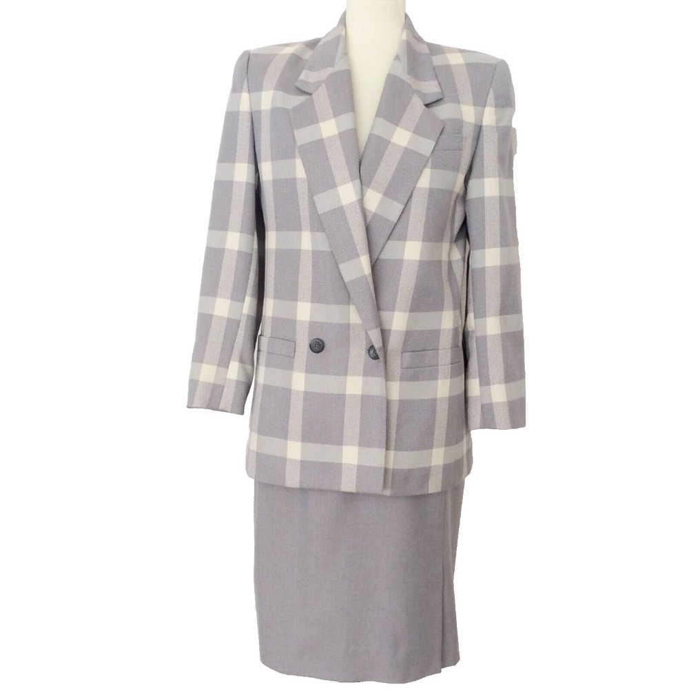 Vintage Stirling Cooper Plaid Suit Jacket & Skirt Size 8/9